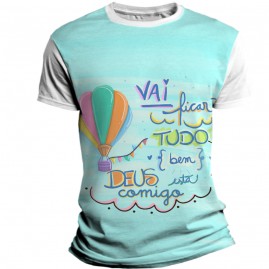 Camiseta Religiosa Catlica Infantil - Vai ficar tudo bem