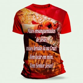 Camiseta Religiosa Catlica - Mos Ensanguentadas de Jesus