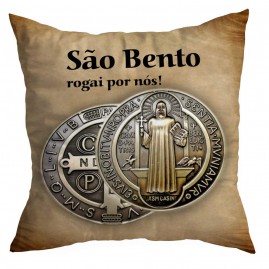 Capa de Almofada - Medalha de So Bento com Orao