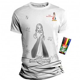 Camiseta Infantil Pinte e Lave -   Jesus Misericordioso