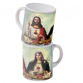 Caneca Sagrado corao de Jesus e Imaculado Corao de Maria