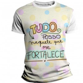 Camiseta Religiosa Catlica Infantil - Tudo posso naquele que me fortalece