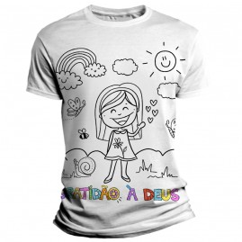 Camiseta Infantil Pinte e Lave - Gratido  Deus