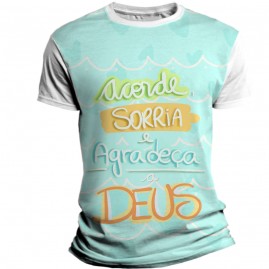Camiseta Religiosa Catlica Infantil - Acorde, sorria e agradea