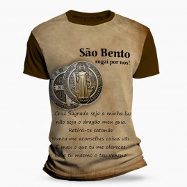 Camiseta Religiosa Catlica - So Bento Rogai por Ns