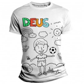 Camiseta Infantil Pinte e Lave - Deus  amor