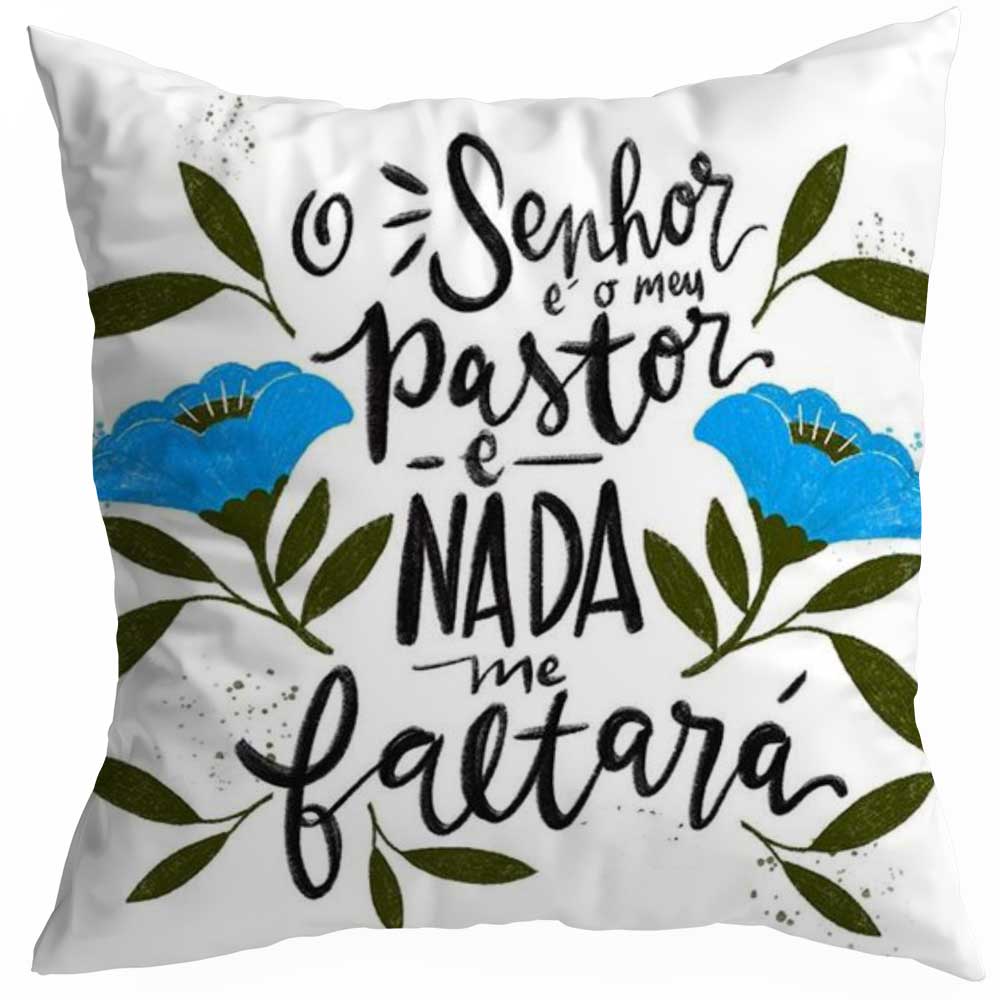 Almofada rim xadrez cinza O Senhor é meu pastor